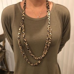 Cheetah Print Necklace with Gold Hardware